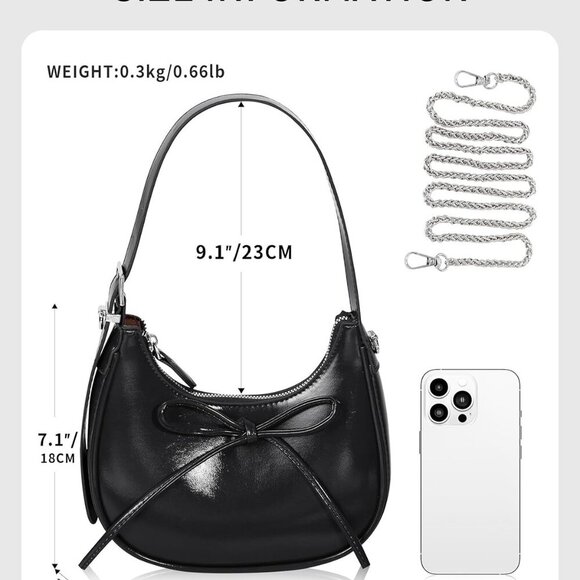 Shoulder Bag for Women - Bow Clutch Purse PU Leather, Removable Chain Crossbody - Picture 7 of 7